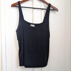 Chico's Travelers Black and White Polka Dot Tank Top Size 2